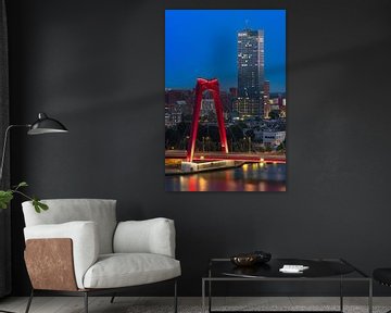 Stadtbild von Rotterdam mit Willemsbrug und Maastoren-Turm von MS Fotografie | Marc van der Stelt