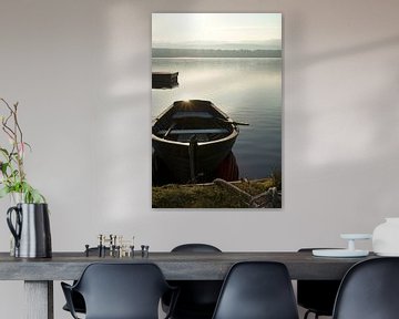 Boat on Lake Siljan by marcel schoolenberg