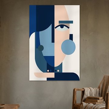 Art moderne ! | Art mural abstrait du milieu du siècle en bleu