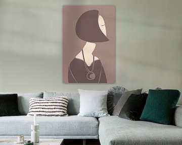 Art mural minimaliste scandinave dans des tons de terre inspirés de l'ère moderne du milieu du siècle. sur Marian Nieuwenhuis