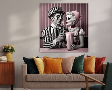 Pierrot and the clown drink a milkshake by Gert-Jan Siesling