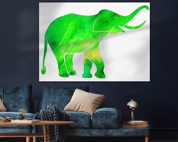 Elephant green background