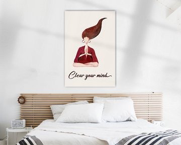 Zen / Yoga Meditation Poster in Red - Clear your Mind by Marian Nieuwenhuis