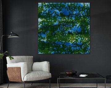 Modern abstract minimalistisch landschap in blauw en groen van Dina Dankers