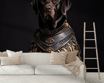 Zwarte Labrador Retriever als Middeleeuwse Edelman