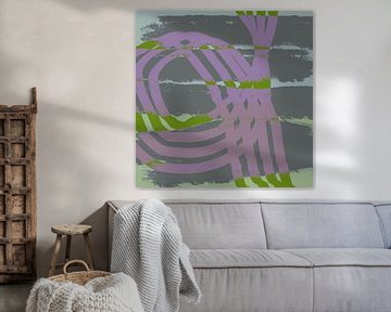 Modern abstract colorful  landscape in blue, green and purple. by Dina Dankers