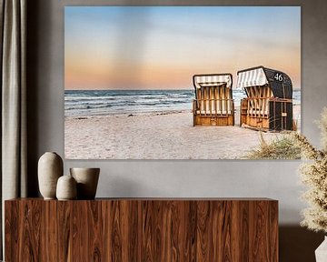 Beach chairs and waves at Timmendorfer Strand by Ursula Reins