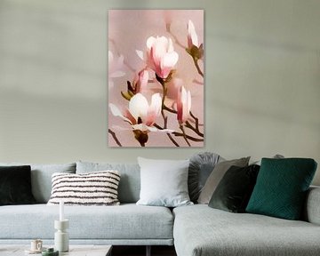 Romantische Magnolia Bloemen van Mad Dog Art