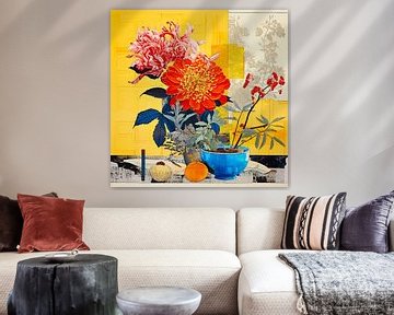 Stilleven met zomerse bloemen van Vlindertuin Art