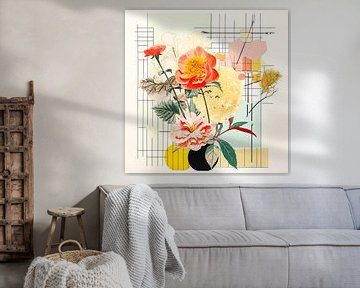 Abstract zomers bloemstilleven van Vlindertuin Art