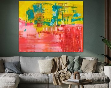 Colorful Abstract painting in Yellow and Red by Studio Heyki