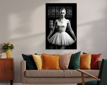 Graceful En Pointe: A Ballerina's Elegance van PixelMint.