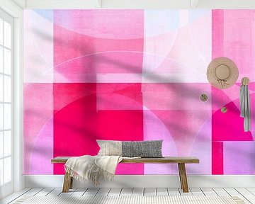 Abstracte Bauhaus Vormen Magenta van FRESH Fine Art