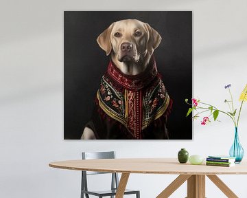 Golden Retriever in Traditionele Oosterse Kleding by Surreal Media