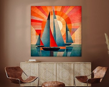 Sailboats, abstract by Carla van Zomeren