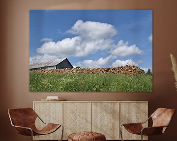 Een koord van hout in een veld in de zomer van Claude Laprise