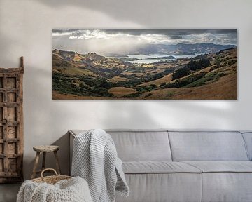 New Zealand Akaroa Peninsula Panorama by Jean Claude Castor