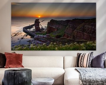 Sunset at Lange Anna (Helgoland) with golden hour by Johannes Jongsma