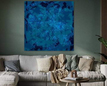 Moderne abstrakte Kunst. Bunte Landschaft in blauen Farben. Träume vom Ozean. von Dina Dankers
