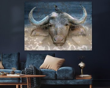 Buffalo and BIrd by Atelier Paint-Ing