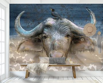 Buffalo and BIrd by Atelier Paint-Ing