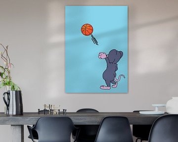 Mouse playing basketball vector art van IHSANUDDIN .