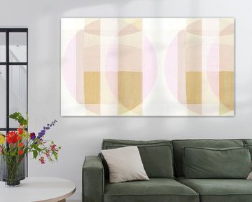 Mid Eeuw Bauhaus Vormen Roze Neutraal Pastel van FRESH Fine Art