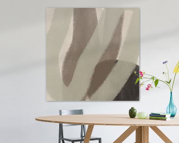 Modern abstract minimalist art. Shapes and lines in beige and brown by Dina Dankers