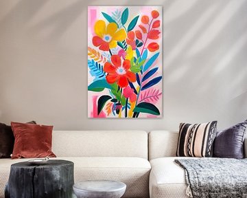 Vintage Flowers, Colourful Abstract Modern by Caroline Guerain