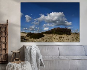 Zandverstuiving met heide en wolken by Bernard van Zwol