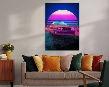 BMW E30 Synthwave Poster von Ali Firdaus