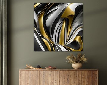 Abstract in goud,zilver en zwart