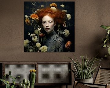 Rubinroter floraler Rahmen von Ingeborg Lukkien