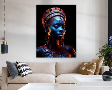Afrikaanse vrouw met Neon verlichte tinten sur PixelPrestige