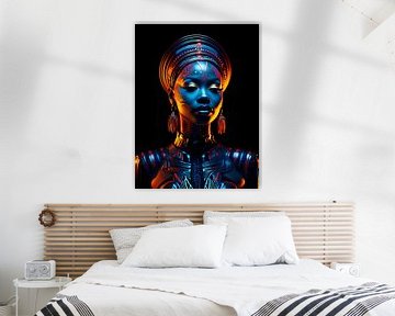 Afrikaanse vrouw met Neon verlichte tinten von PixelPrestige