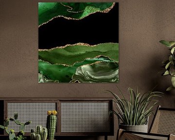 Green & Gold Agate Texture 16 van Aloke Design