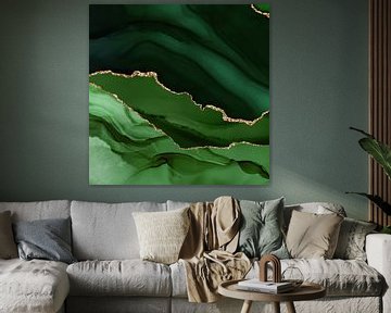 Green & Gold Agate Texture 12 van Aloke Design