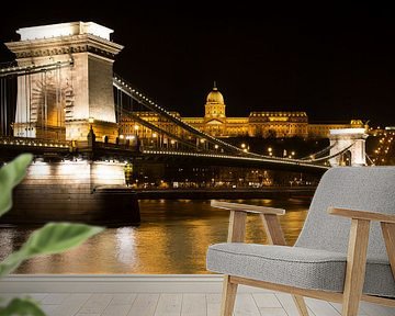 De Kettingbrug in Boedapest Hongarije van Willem Vernes