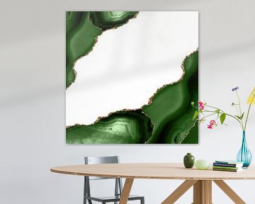 Green & Gold Agate Texture 22 van Aloke Design