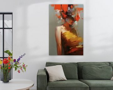Modern en kleurrijk abstract portret van Carla Van Iersel