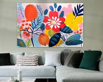 Vintage Blumen, Bunt Abstrakt Modern von Caroline Guerain