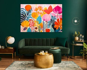 Vintage Blumen, Bunt Abstrakt Modern von Caroline Guerain