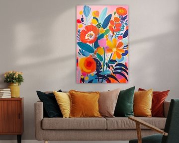 Fleurs vintage, abstrait coloré moderne sur Caroline Guerain