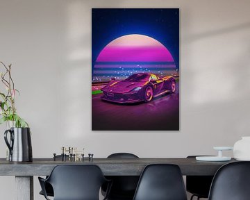 Ferrari Daytona Synthwave Poster by Ali Firdaus