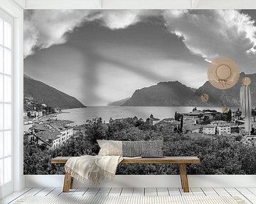 Summer sky over Torbole on Lake Garda in black and white by Manfred Voss, Black-White Photography