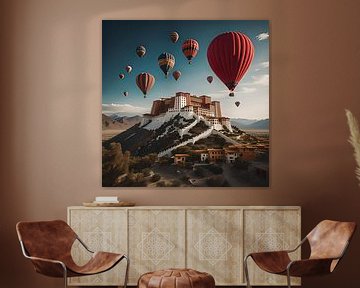 Potala paleis met luchtballonen