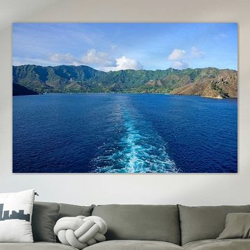 Leaving a trail in the Taiohae Bay by Frank's Awesome Travels