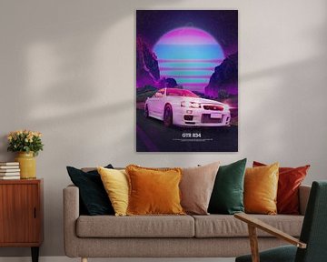 R34 Synthwave Poster van Ali Firdaus