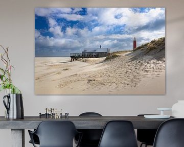 Lighthouse and beach bar on Texel by Daniela Beyer