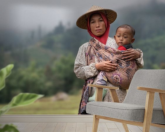 Voorbeeld van het werk in een kamer